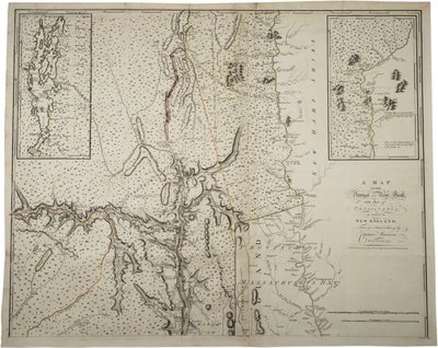 Mapa prowincji Nowy Jork z częścią Pensylwanii i Nowej Anglii, z aktualnego badania przeprowadzonego przez kapitana Montrésora, inżyniera, 1775, 10 czerwca 1775 autorstwa John Montresor