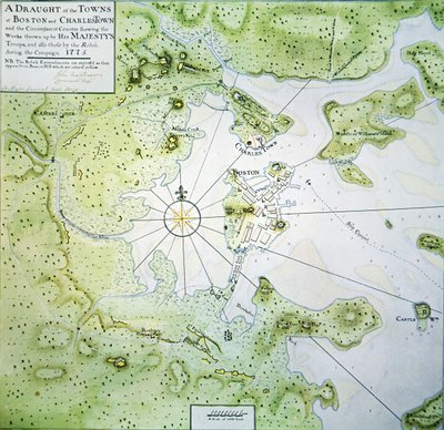 Mapa Bostonu i Charlestown autorstwa John Montresor