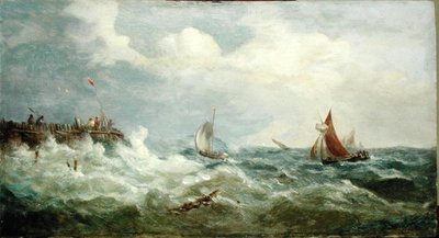 Łodzie pływające do portu Harbour (olej na panelu) autorstwa John Moore