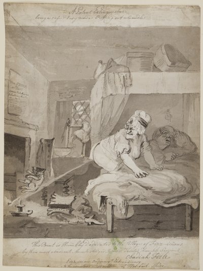 Gaśnica patentowa, bezpieczny i łatwy tryb Gaszenie świecy, 1801 (pióro, pędzel i atrament na papierze) autorstwa John Nixon