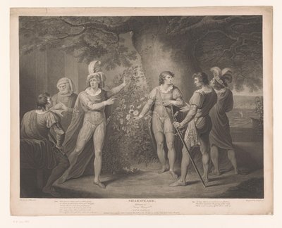 Richard Plantagenet i hrabia Somerset w Rose Bushes Szekspir (tytuł na obiekcie) autorstwa John Ogborne (I)