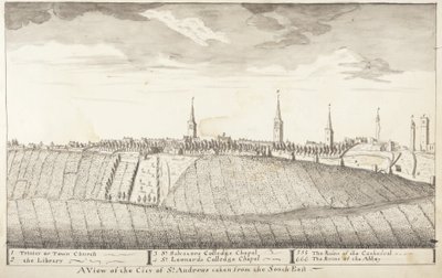 Wyznaczone St Andrews - Widok na miasto St Andrews zaczerpnięty z południowego wschodu (pióro i pranie na papierze) autorstwa John Oliphant