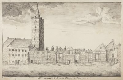 Wyznaczone St Andrews - St Leonards College Chapel St Andrews (pióro i pranie na papierze) autorstwa John Oliphant