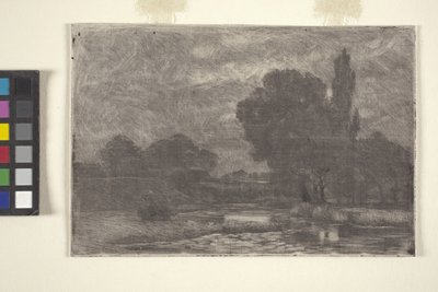 Krajobraz bagienny (akwaforta i monoprint) autorstwa John Otis Adams