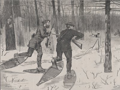 Polowanie na jelenie w Adirondack zimą w każdą sobotę, cz. II, Nowa seria..., 21 stycznia 1871. autorstwa John Parker Davis