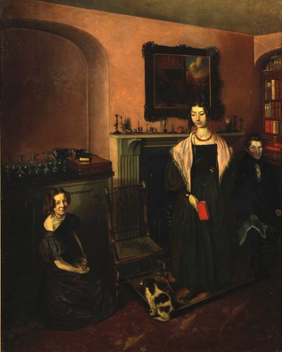 Kominek w Domu Rodzinnym z trzema członkami Rodziny, 1830-35 autorstwa John Petherick