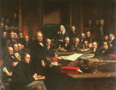 Lord Palmerston przemawiający w Izbie Gmin podczas debat nad traktatem francuskim w lutym 1860, 1863 (patrz także 107820-21) autorstwa John Phillip