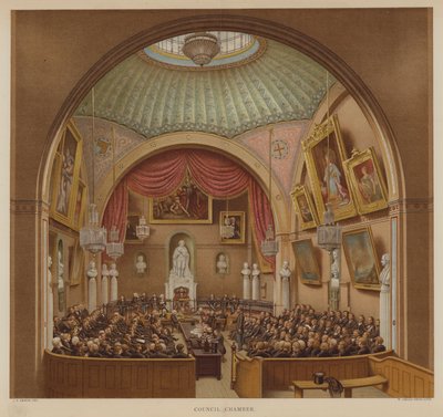 Izba Rady, Guildhall, City of London (kolor lito) autorstwa John Phillipp Emslie