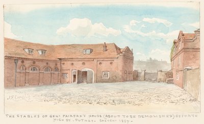 Stajnie domu generała Fairfaxa, High Street, Putney, 1887 r. autorstwa John Phillipp Emslie