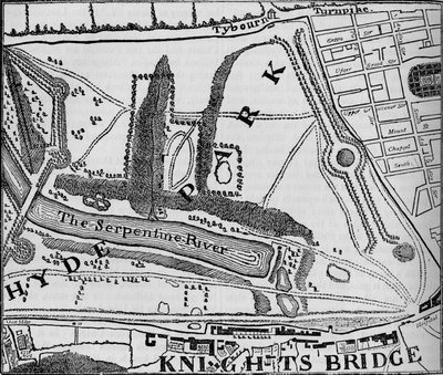 Mapa Hyde Parku, Londyn, 1748 1878 autorstwa John Pine