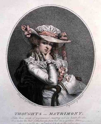 Myśli o małżeństwie, sztych. William Ward (1766-1826), wyd. przez artystę autorstwa John Raphael (after) Smith