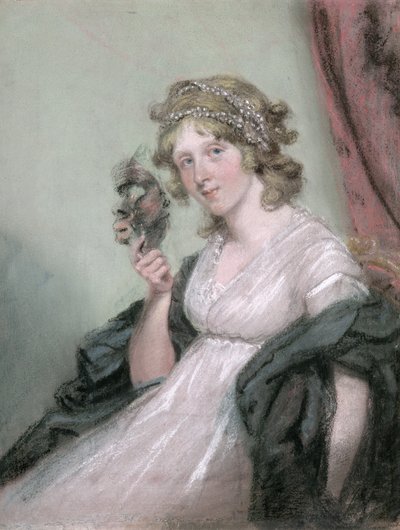 Dama trzymająca czarną maskę, ok. 1795-80 (pastel na tkanym papierze, nałożony na płótno) autorstwa John Raphael Smith