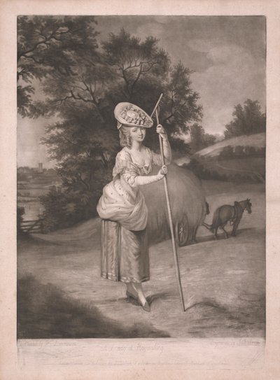 Dama przy sianokosach autorstwa John Raphael Smith