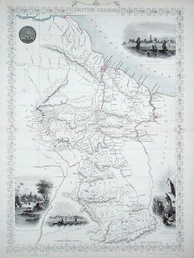 Gujana Brytyjska, z serii map świata wydawanych przez John Tallis & Co., Nowy Jork i Londyn autorstwa John Rapkin