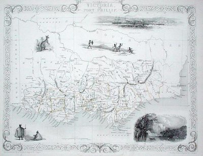 Victoria lub Port Phillip, Australia, z serii map świata wydanej przez John Tallis & Co, Nowy Jork i Londyn autorstwa John Rapkin