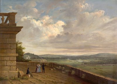Widok z tarasu zamku Nottingham patrząc na wschód, ok. 1845 r autorstwa John Rawson Walker