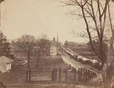 Pociąg wagonów wojskowych wjeżdżający do Petersburga w Wirginii, kwiecień 1865 r. autorstwa John Reekie