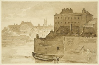 Pływający port, w Counterslip (rysunek, akwarela) autorstwa John Reverend Eden