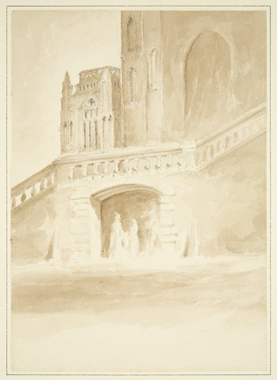 Redcliffe Conduit i część North Porch (rysunek, akwarela) autorstwa John Reverend Eden