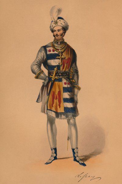 Gość w kostiumie Królowej Wiktorii w kostiumie Bal, 12 maja 1842, 1843. autorstwa John Richard Coke Smyth