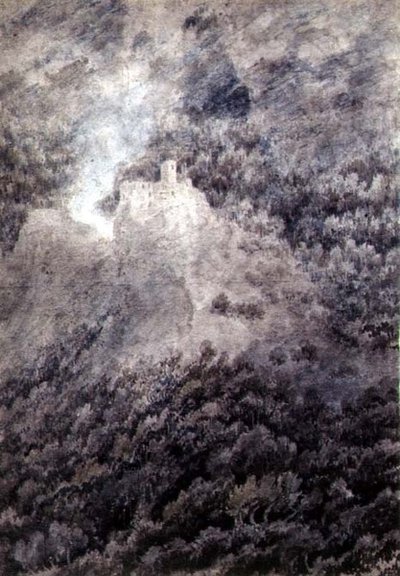 Między Bolzano a Trentem (ołówek, akwarela i pranie na papierze) autorstwa John Robert Cozens