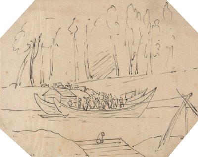 Bydło na łodzi autorstwa John Robert Cozens