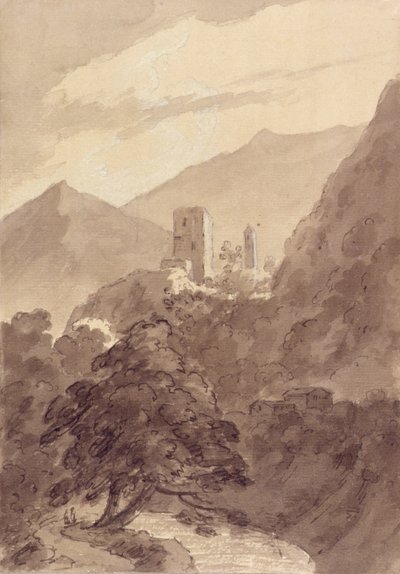 In the Grisons (pióro i atrament, akwarela na papierze) autorstwa John Robert Cozens