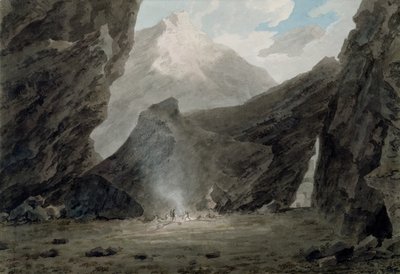 Niedaleko Chiavenna w Gryzonie, ok. 1779 (akwarela, czarny tusz i rozmycie grafitu na papierze wykładanym) autorstwa John Robert Cozens