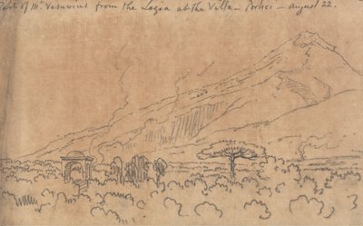 Fragment Wezuwiusza z loggii w willi, Portici, 22 sierpnia autorstwa John Robert Cozens
