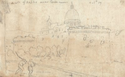 Mur Neapolu w pobliżu Ponte Nuovo autorstwa John Robert Cozens