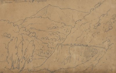 U góry: między Tavernelle a Capriano; Dół: Jezioro Bolsena (grafit na papierze wykładanym) autorstwa John Robert Cozens