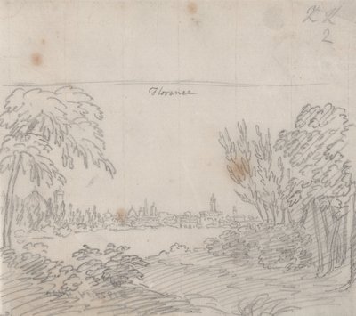 Widok na Florencję z południowego brzegu rzeki Arno autorstwa John Robert Cozens