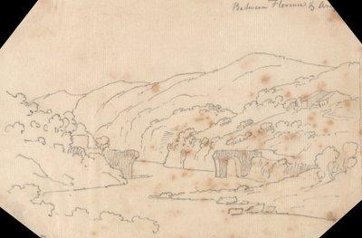 Widok na rzekę Arno między Florencją a Arezzo autorstwa John Robert Cozens