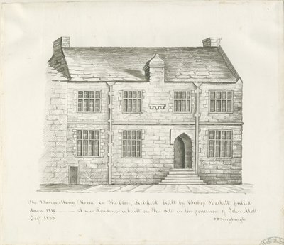 Lichfield - Sala bankietowa in The Close: rysunek w odcieniu sepii i [początek XIX wieku] (rysunek) autorstwa John Robert Fernyhough