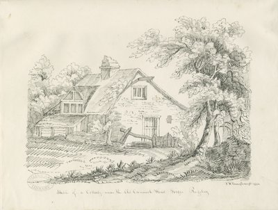 Rugeley - Domek w pobliżu Old Cannock Wood Forges: rysunek piórem i tuszem autorstwa John Robert Fernyhough