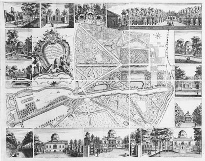 Chiswick House z planu Chiswick, 1736 autorstwa John Rocque