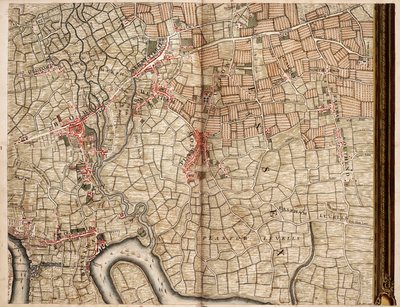 Mapa Bow, Stratford, Blackwall i Plaistow autorstwa John Rocque