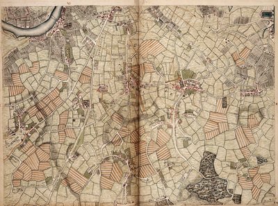 Mapa Vauxhall, Clapham, Peckham i Dulwich autorstwa John Rocque