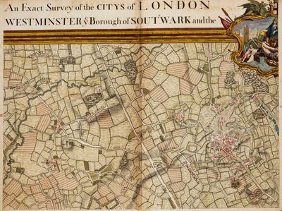 Mapa Willesden i Hampstead autorstwa John Rocque