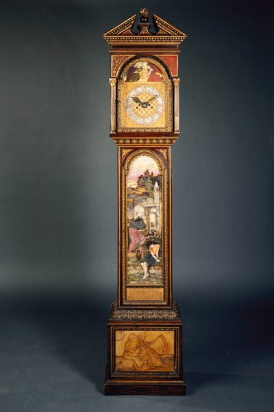 Obszerny zegar frontowy z końca XIX wieku autorstwa John Roddam Spencer Stanhope