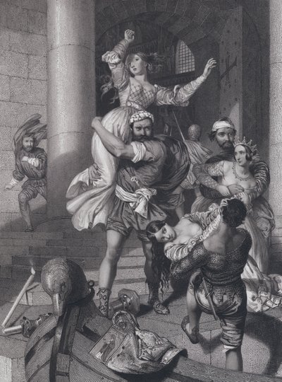 Porwanie weneckich narzeczonych (grawerowanie) autorstwa John Rogers (after) Herbert