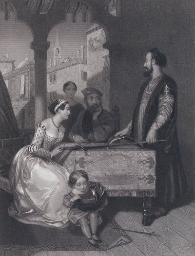 Gentile Bellini i potomkowie wielkiego Enrico Dandolo (grafika) autorstwa John Rogers (after) Herbert