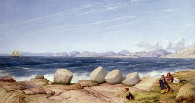 Pireus, grobowiec Temistoklesa i zrujnowane pomniki patrzące w stronę wyspy Salamis autorstwa John Rogers Herbert