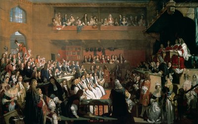 Proces siedmiu biskupów w Izbie Gmin za panowania Jakuba II autorstwa John Rogers Herbert