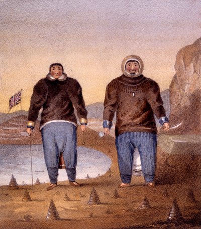 Illictu i Otoogiu, ilustracja z „Narracji drugiej podróży w poszukiwaniu przejścia północno-zachodniego”, opublikowana w 1835 r. autorstwa John Ross