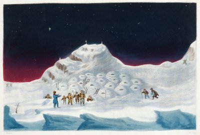 North Hendon, Snow Cottages of the Boothians, z „Narracji o drugiej podróży w poszukiwaniu przejścia północno-zachodniego (1829-33)”, autorstwa Sir Johna Rossa (1777-1836), rytego przez Williama Say (1768-1834) autorstwa John Ross