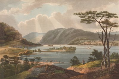 Widok z Fishkill patrzący na West-Point nr 15 portfolio z rzeką Hudson, 1825. autorstwa John Rubens Smith