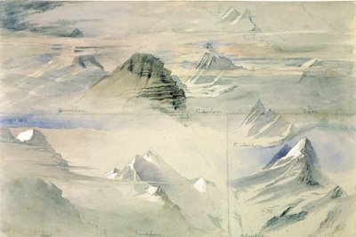 Szczyty Alpejskie: Jungfrau i inne, 1846 autorstwa John Ruskin