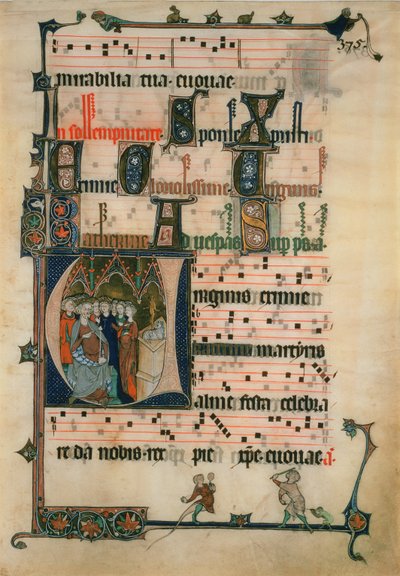 Kopia strony z antyfonarza Beaupre, XIX w. (wc na papierze) autorstwa John Ruskin