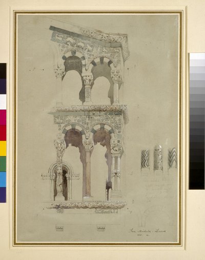 Fragment fasady San Michele in Foro, Lucca, 1845 wc na papierze autorstwa John Ruskin